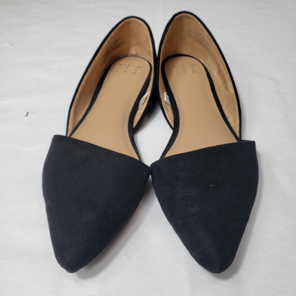 Women's Ballet Flats 7 Stretch Padded Black Casual A New Day- Meredith Size Shoe